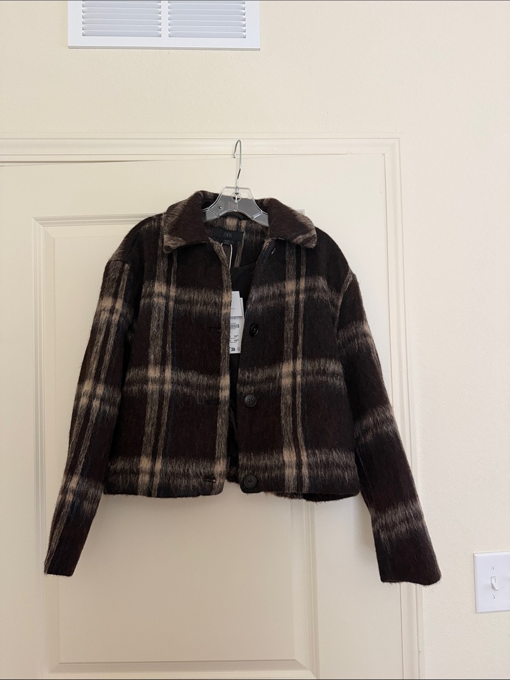 Zara Cropped Jacket in Dark Brown